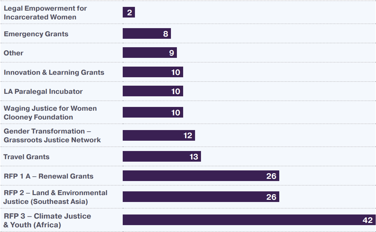 Chart showing the types of LEF grants awarded in 2024. View a plain text version of this graphic below.